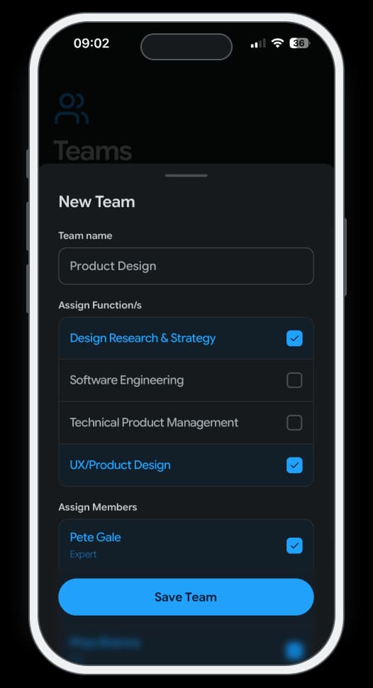 Allocate your people in teams screen