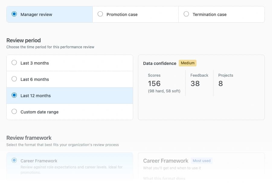 Generate formal reviews instantly. screen