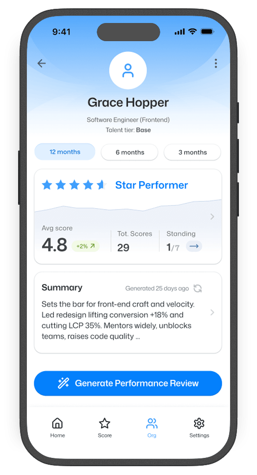 JustScore mobile app home screen