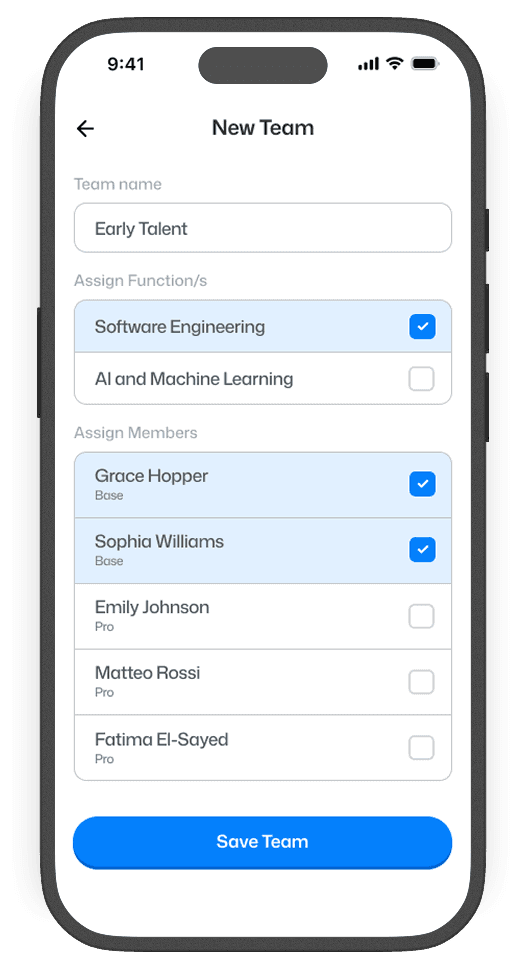 Allocate your people in teams screen